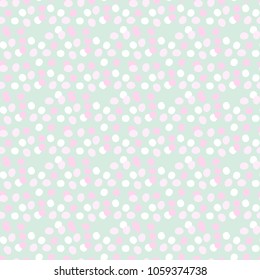 Spring Tender Colorful Seamless Pattern. Circles, Spots and Dots Endless Textures. Easy To Create Abstract Vintage, Dotted Effect. Perfect for Pastel Background and Surface Design. 