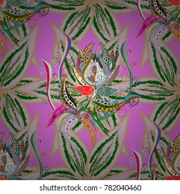 Spring tender design for natural cosmetics, perfume, florist shop. Vector seamless pattern with neutral, pink, beige tulip flowers. Best for wrapping paper. Used as greeting or wedding background.