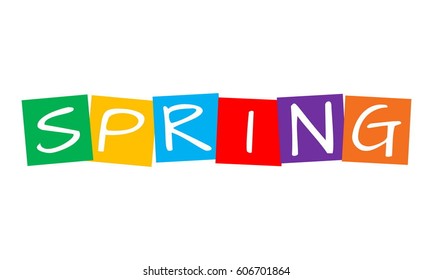 spring, text in colorful rotated squares