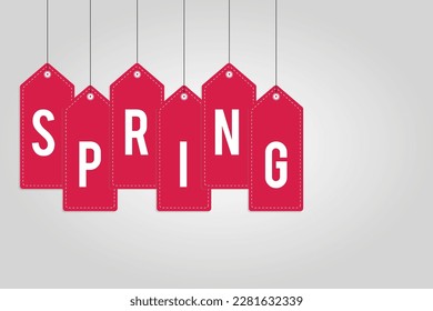 diseño de texto de primavera en la plantilla de etiquetas de venta colgantes