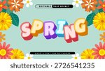 Spring Text Effect with Colorful Flowers and Leaves, Perfect for Seasonal Designs and Marketing Campaigns