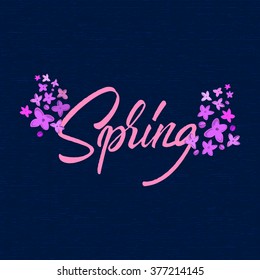 Spring Text With Flowers.