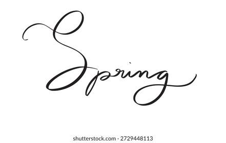 Spring text font calligraphy hand written lettering script black color object icon spring season time flora leaf nature plant spring seasonfresh march april month  spring time season celebration hallo