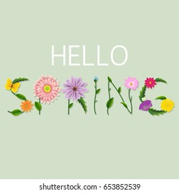 Spring Text Gradient Mesh, Vector Illustration