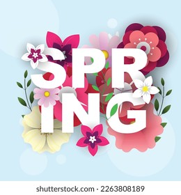 SPRING TEXT MODERN DESIGN AND FLOWERS
