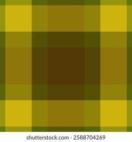 Spring texture check fabric, rug plaid vector seamless. Multicolor textile tartan pattern background in yellow and lime colors palette.