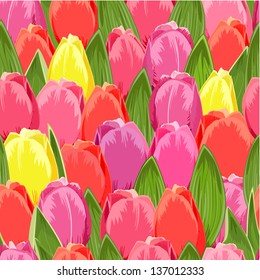 Spring Texture of  tulips seamless