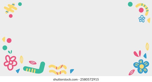 Spring theme background with floral elements on the edges and empty area for text, floral day theme background