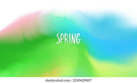 Spring theme blurred background. Hand lettering and bright colored gradients for Springtime season creative graphic design. Vector illustration.