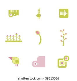 Spring theme design elements, vector illustration series.