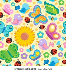 Spring theme seamless background 1 - vector illustration.