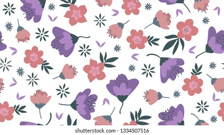 spring theme seamless pattern design with flower and leaf shape element