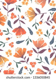 spring theme seamless pattern design with flower and leaf shape element