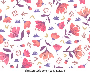 spring theme seamless pattern design with flower and leaf shape element