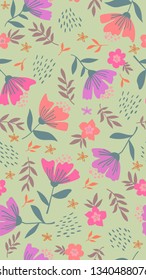 spring theme seamless pattern design with flower and leaf shape element