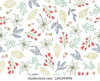 spring theme seamless pattern design with flower and leaf shape element