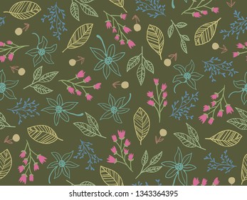 spring theme seamless pattern design with flower and leaf shape element