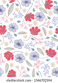 spring theme seamless pattern design with flower and leaf shape element