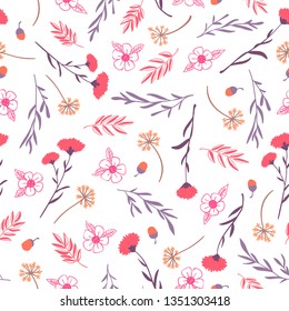 spring theme seamless pattern design with flower and leaf shape element
