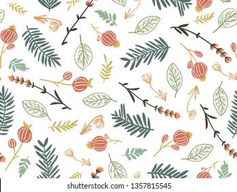 spring theme seamless pattern design with flower and leaf shape element