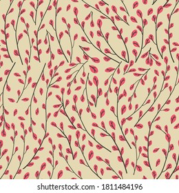 spring theme seamless pattern design with flower and leaf shape element