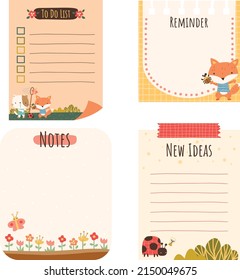 Spring themed animals in notes and to-do list