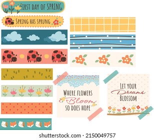 Spring themed animals stickers and motivation quotes