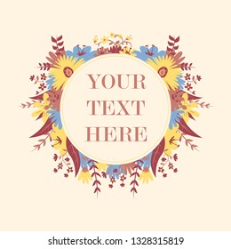 Spring themed circle floral frame, suitable for spring sale banner or post