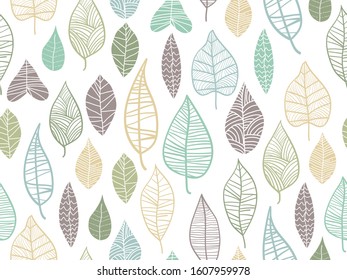 spring themed seamless pattern design with colorful leaf