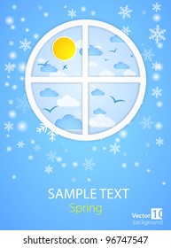 Spring through a window. Vector background