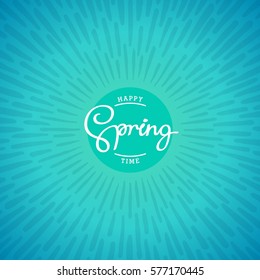 Spring time. Artistic background design with paintbrush rays. Seasonal shining. Vector design elements. 