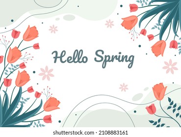 Spring Time Background with Flowers Season and Plant for Promotions, Magazines, Advertising or Websites. Nature Flat Vector Illustration