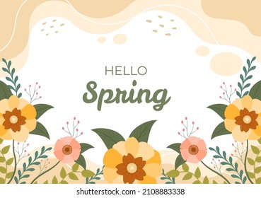 Spring Time Background with Flowers Season and Plant for Promotions, Magazines, Advertising or Websites. Nature Flat Vector Illustration
