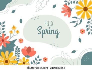 Spring Time Background with Flowers Season and Plant for Promotions, Magazines, Advertising or Websites. Nature Flat Vector Illustration