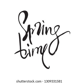 Spring time. Black and white calligraphy phrase