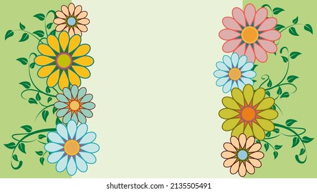 Spring time and blooming. Abstract floral background with abstract flowers. Vector illustration and copy space