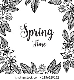 Spring time card floral hand draw vector illustration