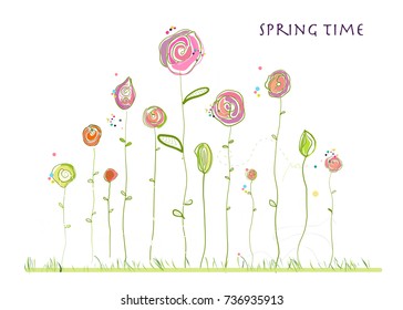 Spring time colorful elegant cute flowers. Spring floral background