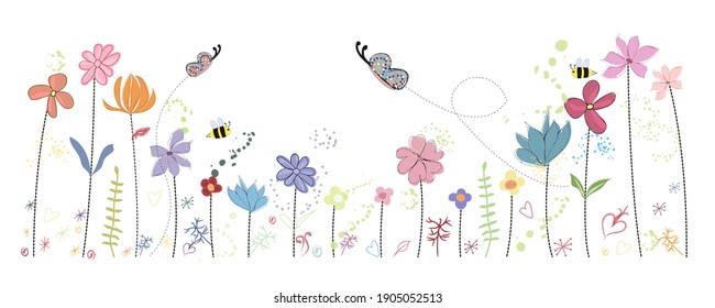 Spring time decorative flower illustration banner design