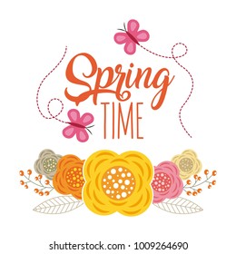 spring time flying butterfly flowers decoration