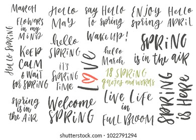 It's Spring time hand drawn brush lettering in black, isolated on white. Vector design lettering for spring sales, banners, advertisement, posters, prints, greeting cards, t-shirts