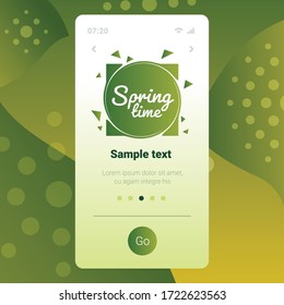 spring time hand drawn poster lettering banner invitation template smartphone screen mobile app copy space vector illustration