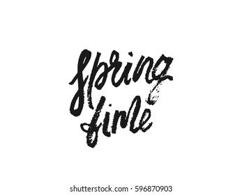 Spring time. Handwritten lettering. Modern Calligraphy Vector illustration