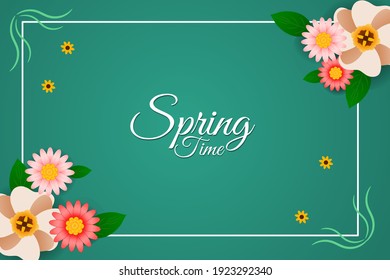 spring time illustration vector with beautiful flowers, additional image include layer by layer