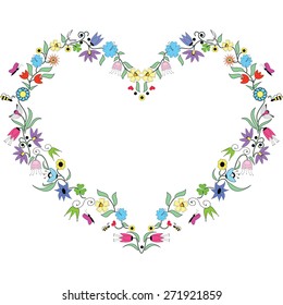 Spring time inspired heart shape and floral elements 
