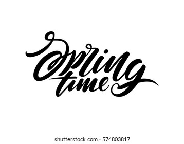 Spring time lettering design. Vector illustration