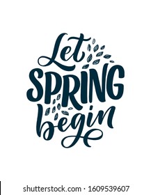 Spring time lettering greeting card. Fun season slogan. Typography poster or banner for promotion and sale design. Calligraphy print. Vector illustration