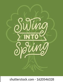 Spring time lettering greeting card. Fun season slogan. Typography poster or banner for promotion and sale design. Calligraphy print. Vector illustration