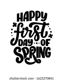 Spring time lettering greeting card. Fun season slogan. Typography poster or banner for promotion and sale design. Calligraphy print. Vector illustration