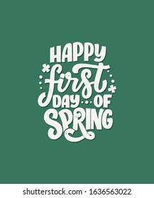 Spring time lettering greeting card. Fun season slogan. Typography poster or banner for promotion and sale design. Calligraphy print. Vector illustration